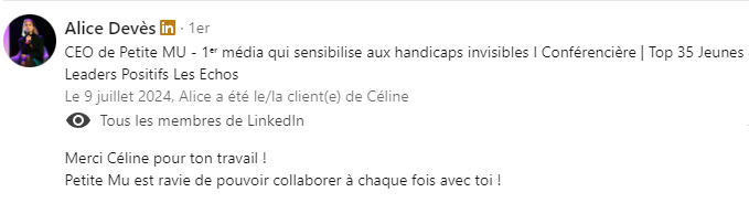 Capture d'écran LinkedIn de l'avis