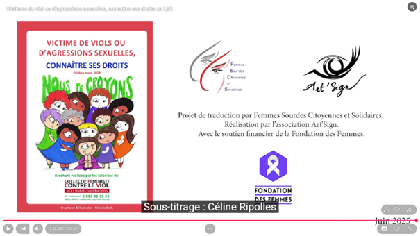 Sous-titrage accessible Vidéo sous-titrée par Céline Ripolles de la fondation des femmes